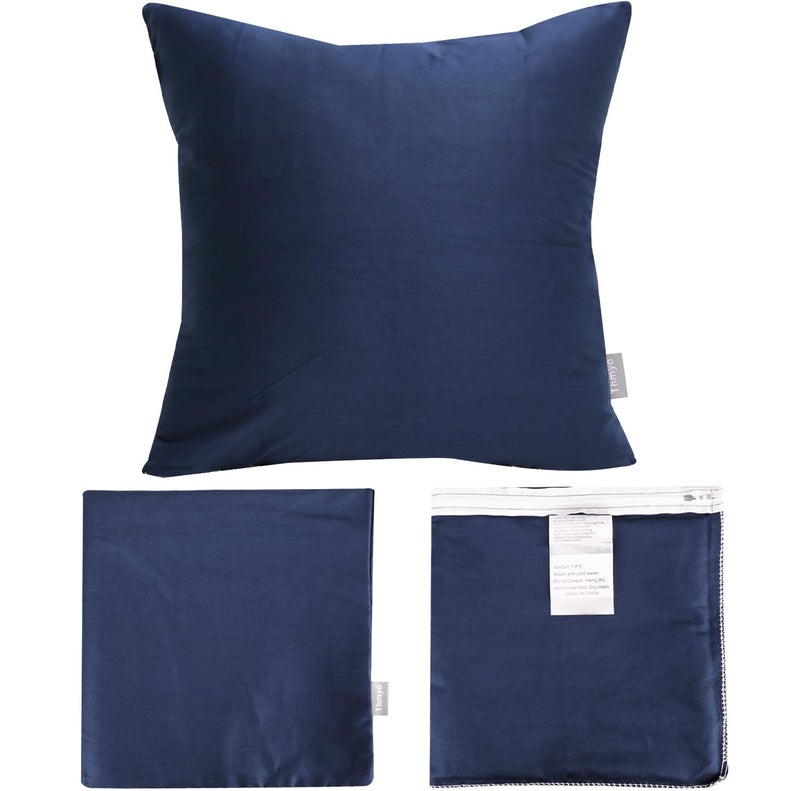 Thmyo 4-Pack 100% Cotton Comfortable Solid Decorative Throw Pillow Case Square Cushion Cover Pillowcase Sublimation Blank Pillow Covers Christmas DIY Throw Pillowcase(20x20inch/50x50cm,Midnight Blue) - Image 4